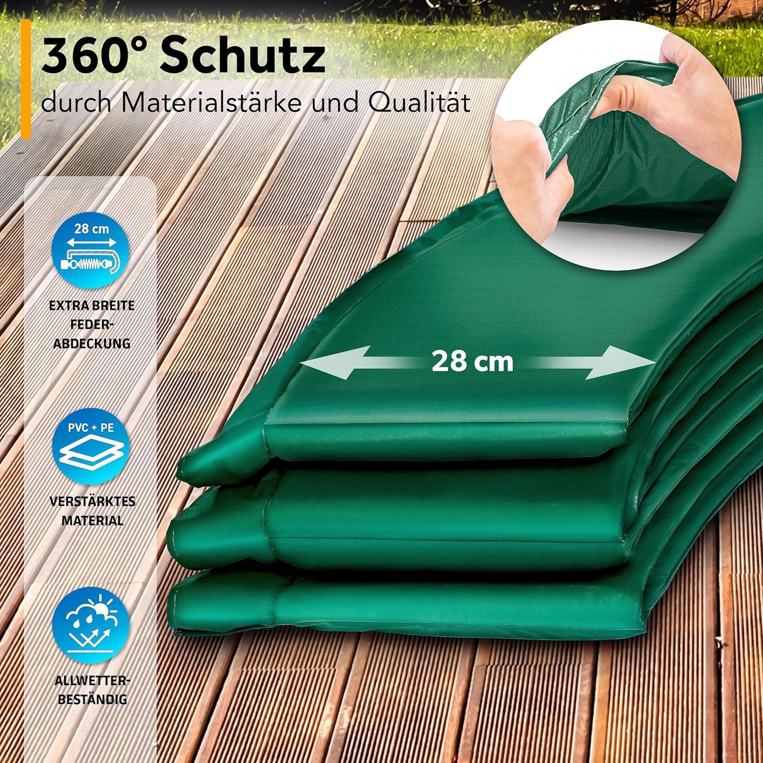 Kiduku Trampoline Randafdekking - Rand - Ø305cm - Groen