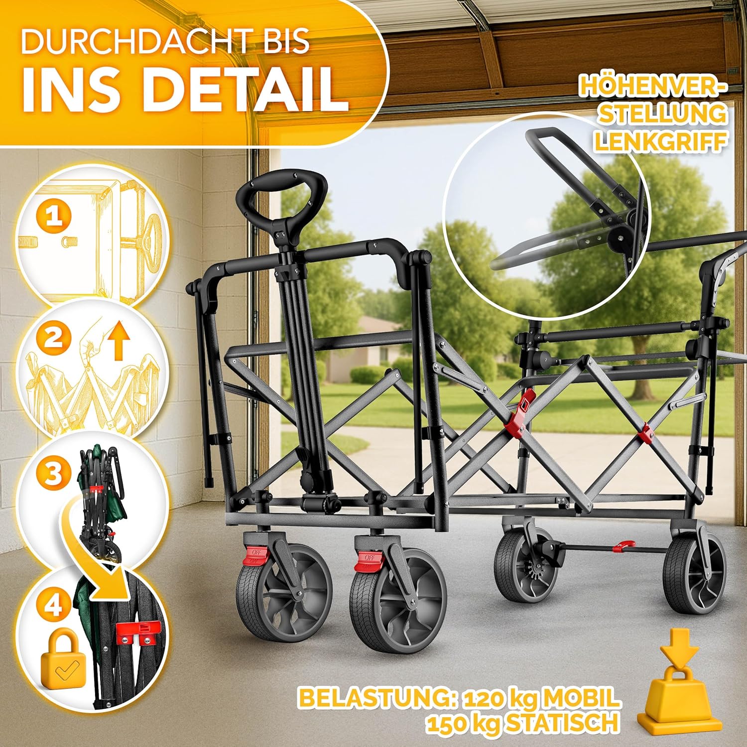TRESKO® Bolderkar - Opvouwbaar - Bolderwagen - Groen