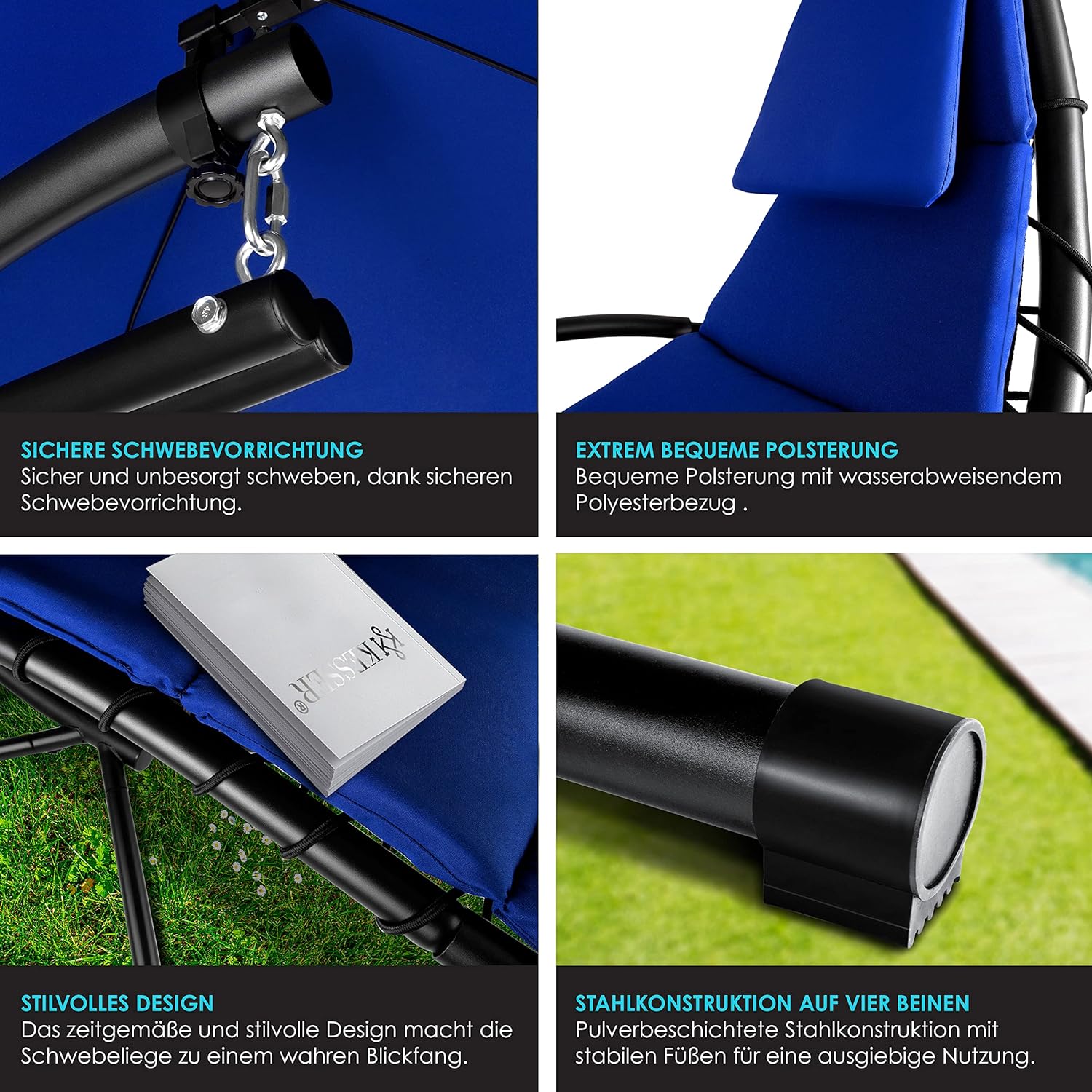Kesser® Hangstoel - Ligstoel - Ligbed - 200x194x100cm - Blauw