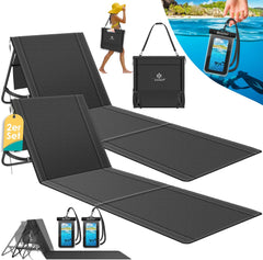 KESSER® Opvouwbare strandmatten - Ligstoel - Set van 2 - Zwart