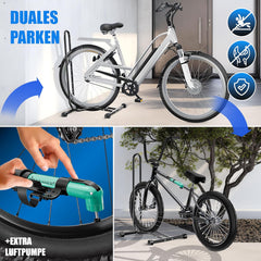 KESSER® Fietsstandaard grond afzonderlijk voor mountainbike, e-bike, stadsfiets, racefiets, MTB | fietsmontagestandaard | vrijstaande fietshouder standaard ijzer | bandbreedte tot 65 mm