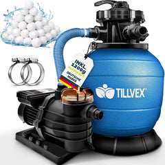 Zandfilterpomp - Zandfilter voor zwembad - met timer - 13200L/u - Blauw