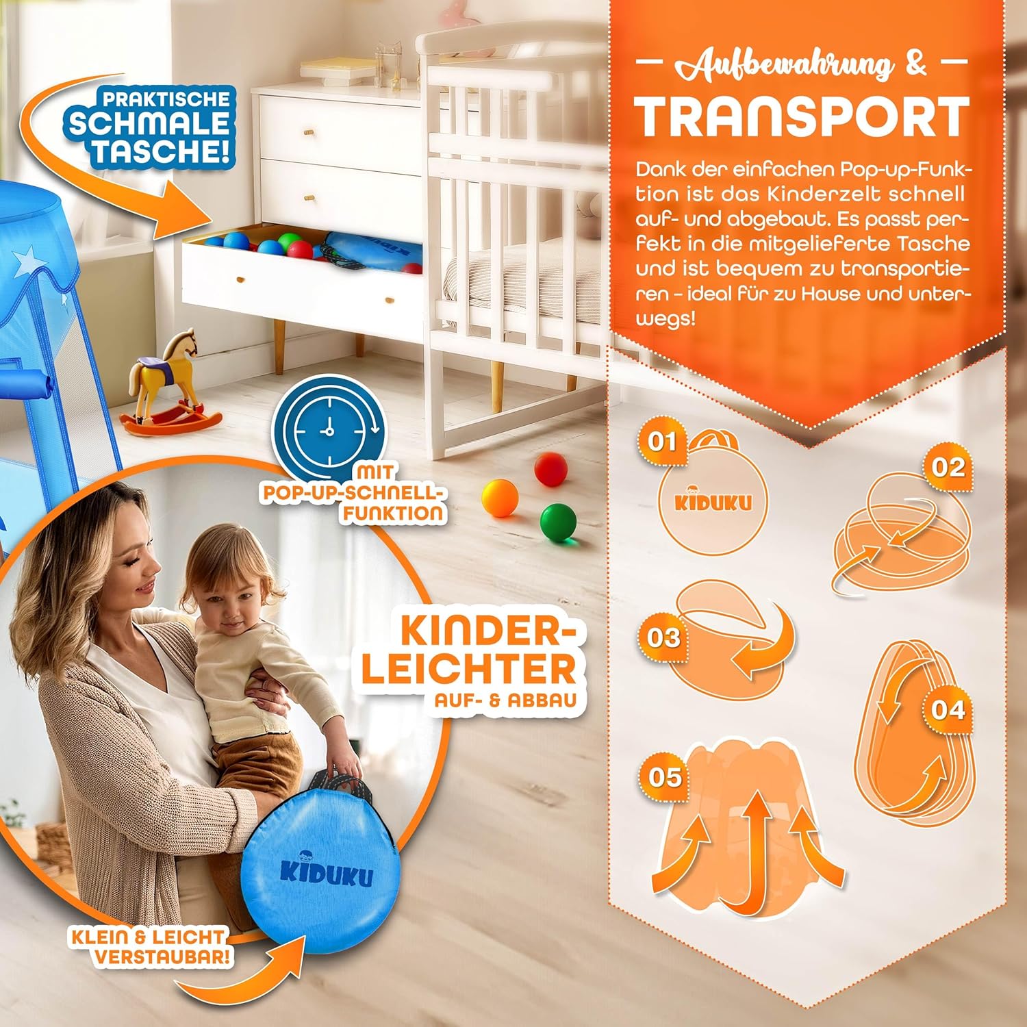KIDUKU® Speeltent - Kindertent - Speelhuisje - Blauw