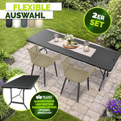 tillvex Tuinstoelen, set van 2, weerbestendig, met armleuning, belastbaar tot 120 kg, tuinstoelen, uv-bestendig, terrasstoel, tuinmeubelen, terras, balkon, beige