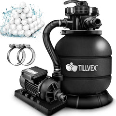 Tillvex® Zandfilter - Zandfilterpomp - 7900L/u - Zwart