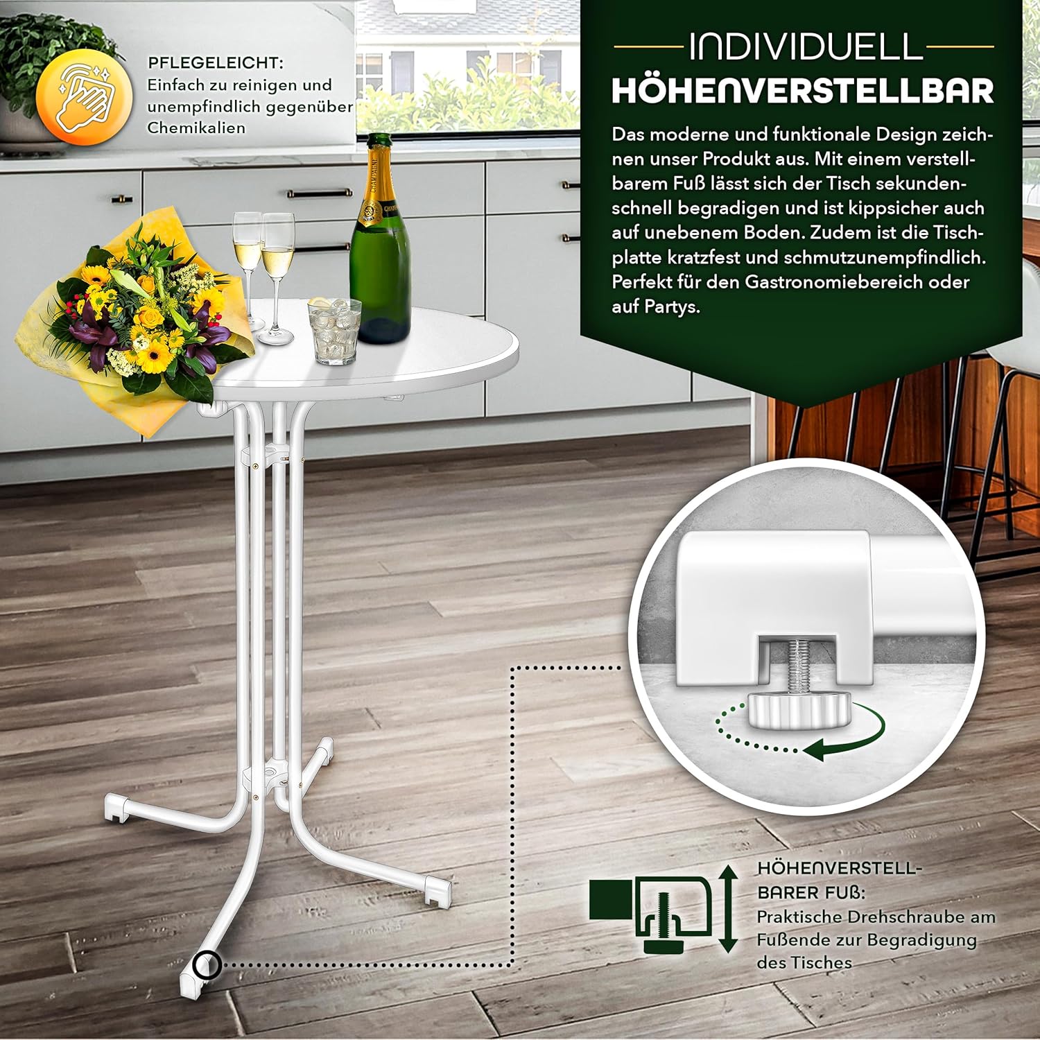 Statafel - Bartafel - Statafelrok - Partytafel - 80 cm - Wit - Tillvex®