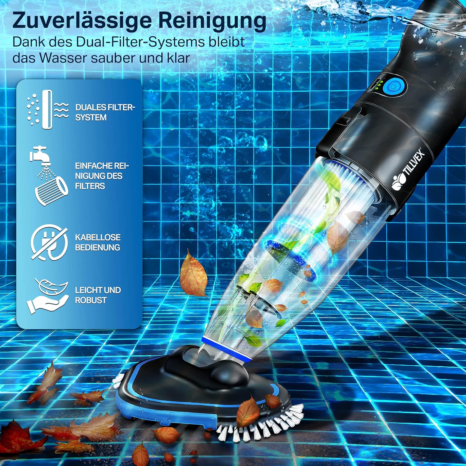 Zwembad stofzuiger - Zwembadstofzuiger - Zwembadreiniger - Zwart - Tillvex®