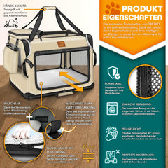 Reisbench hond - Draagtas hond - Transportbox - 92x63x63 cm - Beige