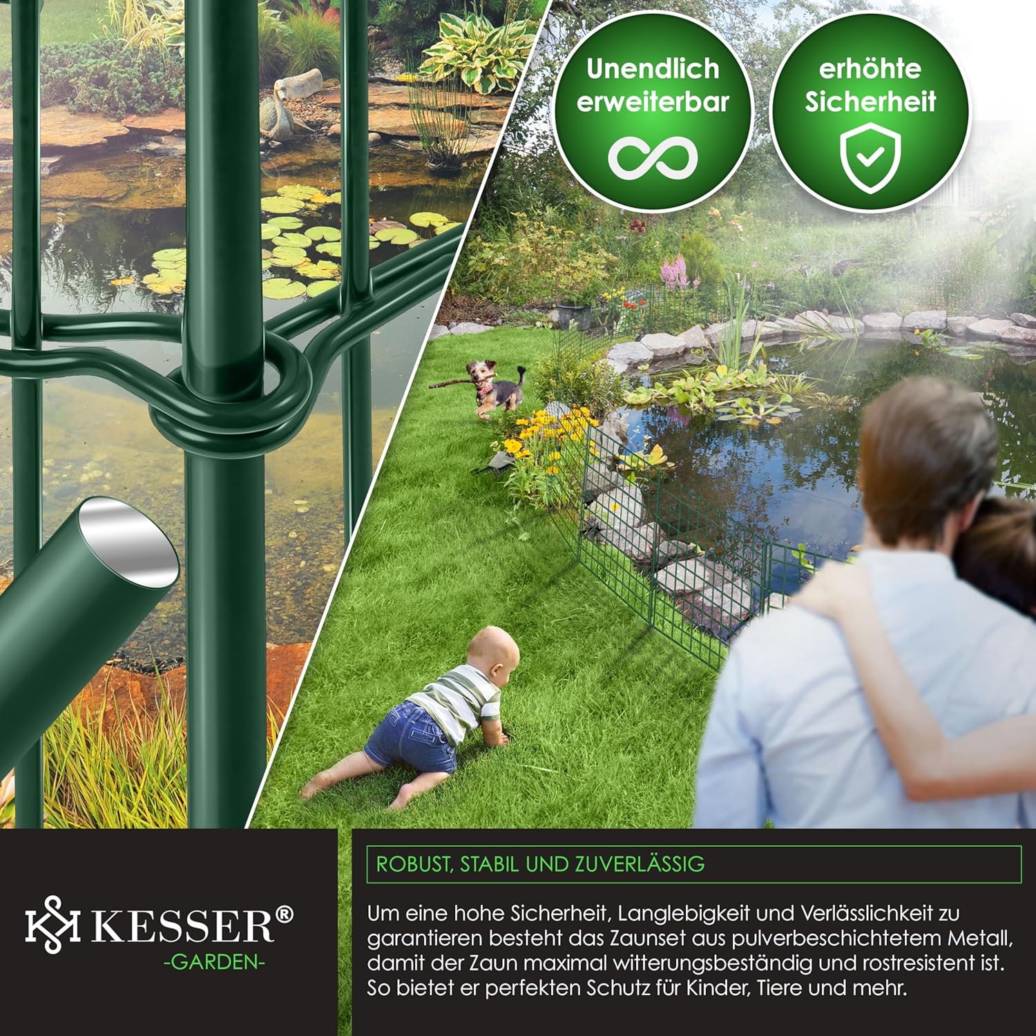 KESSER® 5x Vijverhek - Tuinhek - Steekhek - 71x66cm - Groen