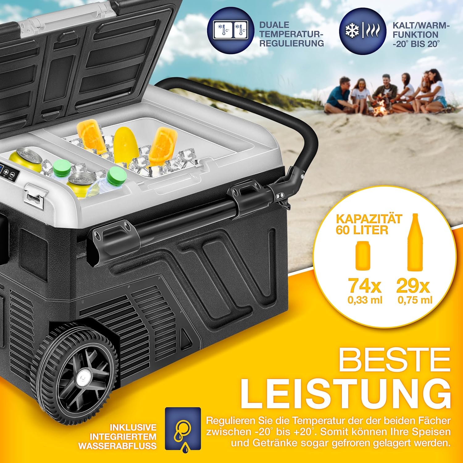 Tillvex® Elektrische Koelbox - Compressor - tot -20°C - 60L - Zwart