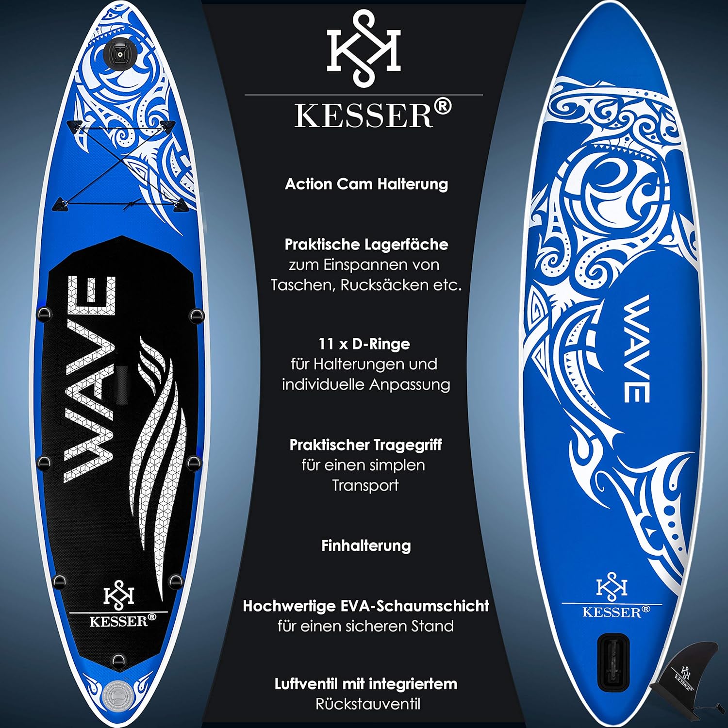 KESSER® Opblaasbaar SUP Board Set Stand Up Paddle Board Premium Surfboard Watersport | 6 inch dik | Complete accessoires | 130 kg