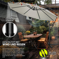 Tillvex® Parasol - Zweefparasol - Ø350cm - 360° Draaibaar - Beige