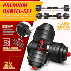 Dumbells set - Gewichten set - Halterset - Verstelbaar - 40 kg - Rood - RE:SPORT