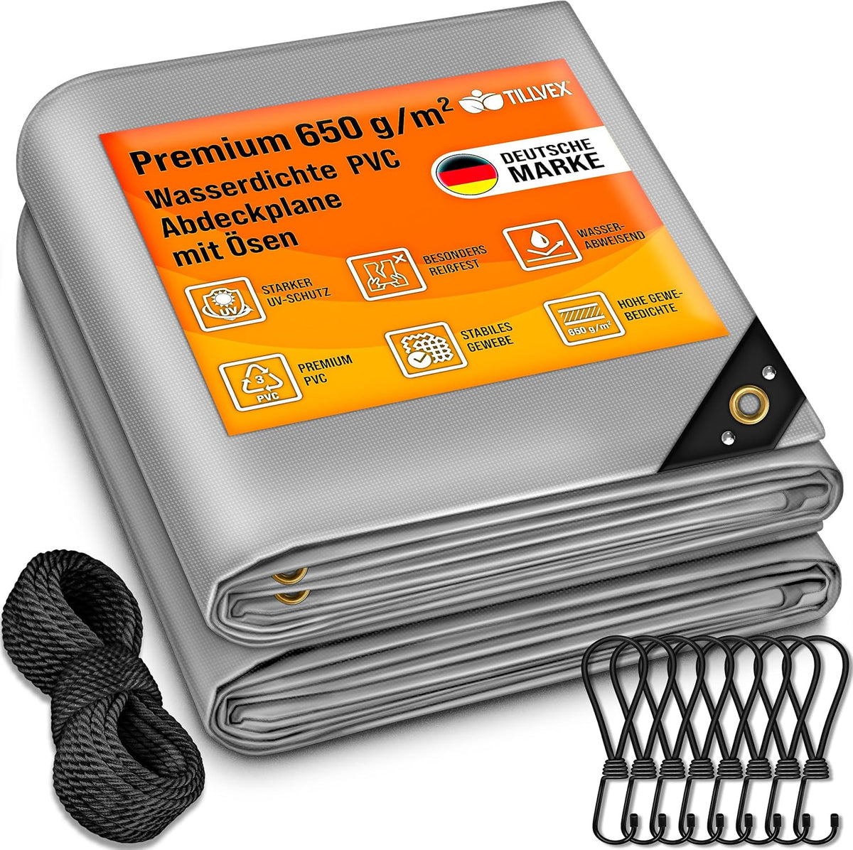 Afdekzeil - Scheurbestendig en Waterbestendig Zeil - 3x5 m - Grijs - Tillvex®