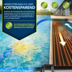 tillvex Pool Zonnecollectorset, 120 x 600 cm, verwarming op zonne-energie voor milieuvriendelijke verwarming, zwembadverwarming, complete set, zonne-mat, zwembad, zonnepaneel, warm water