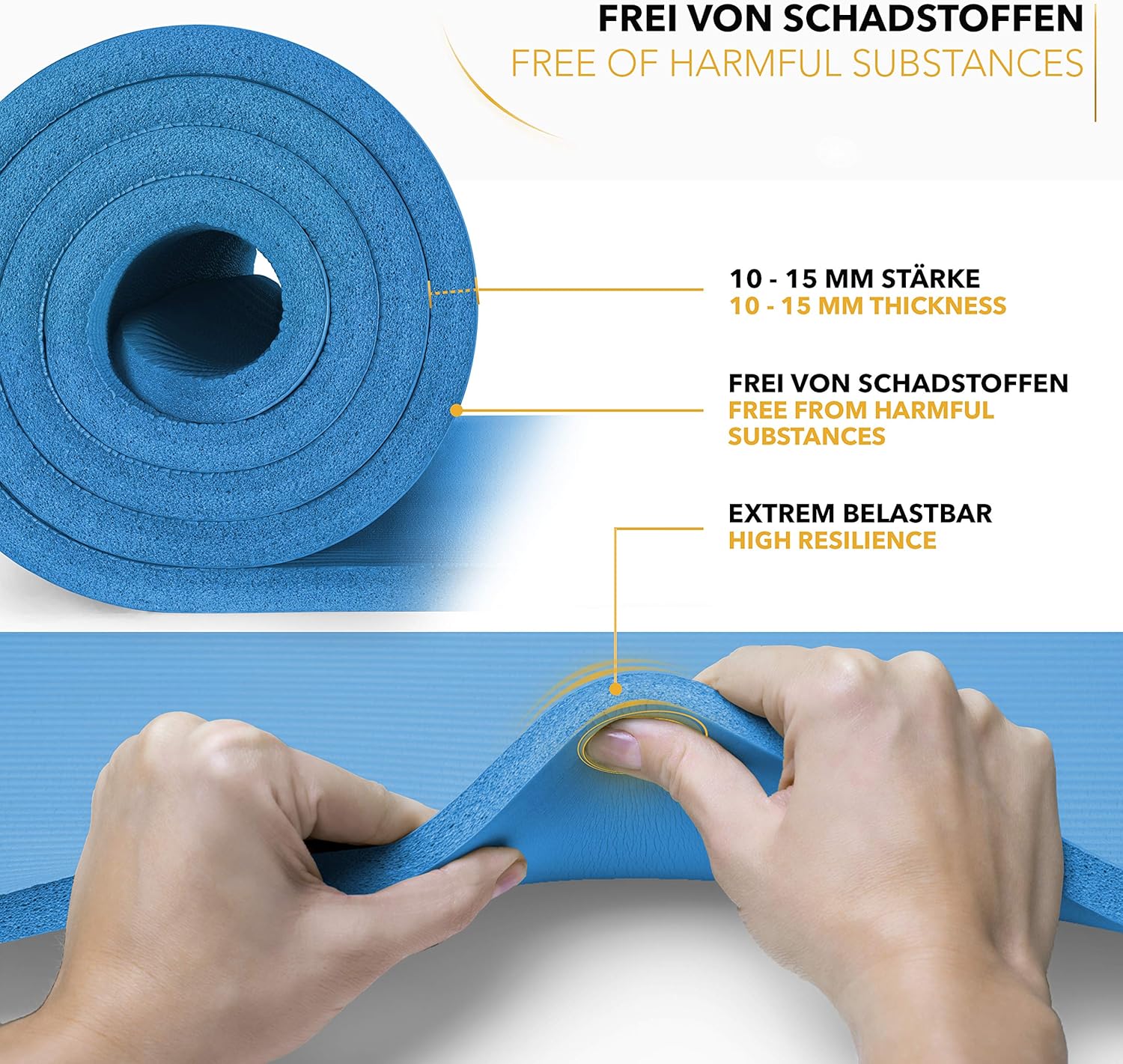 Yoga mat - Fitness mat - Sport mat - Anti slip - Extra dik - Blauw