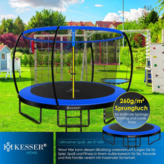 KESSER® Trampoline Ø305 cm - Veiligheidsnet en Ladder - tot 150 kg belasting - Blauw