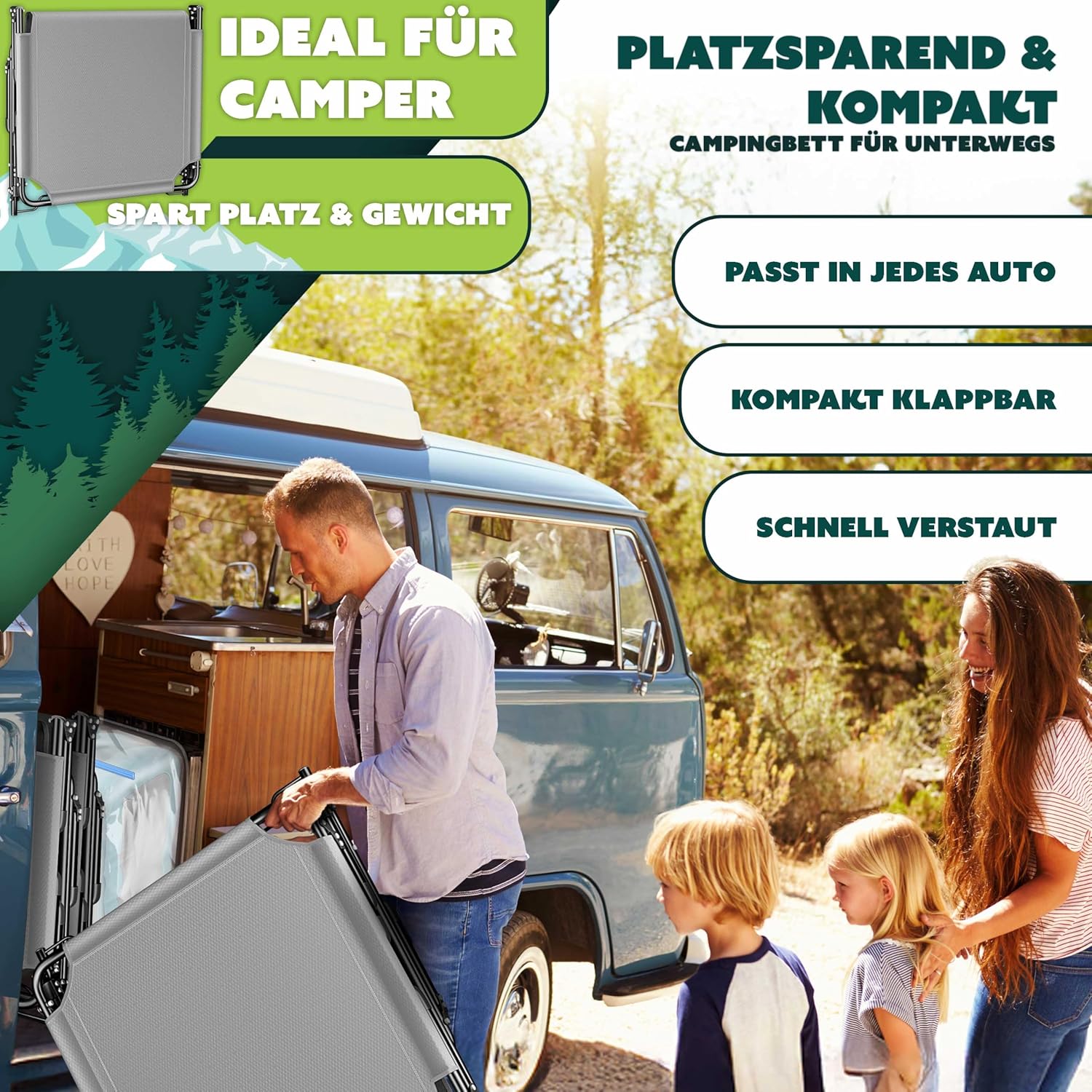 KESSER® Campingbed - Ligbed - Inklapbaar - 190x68x30cm - Grijs