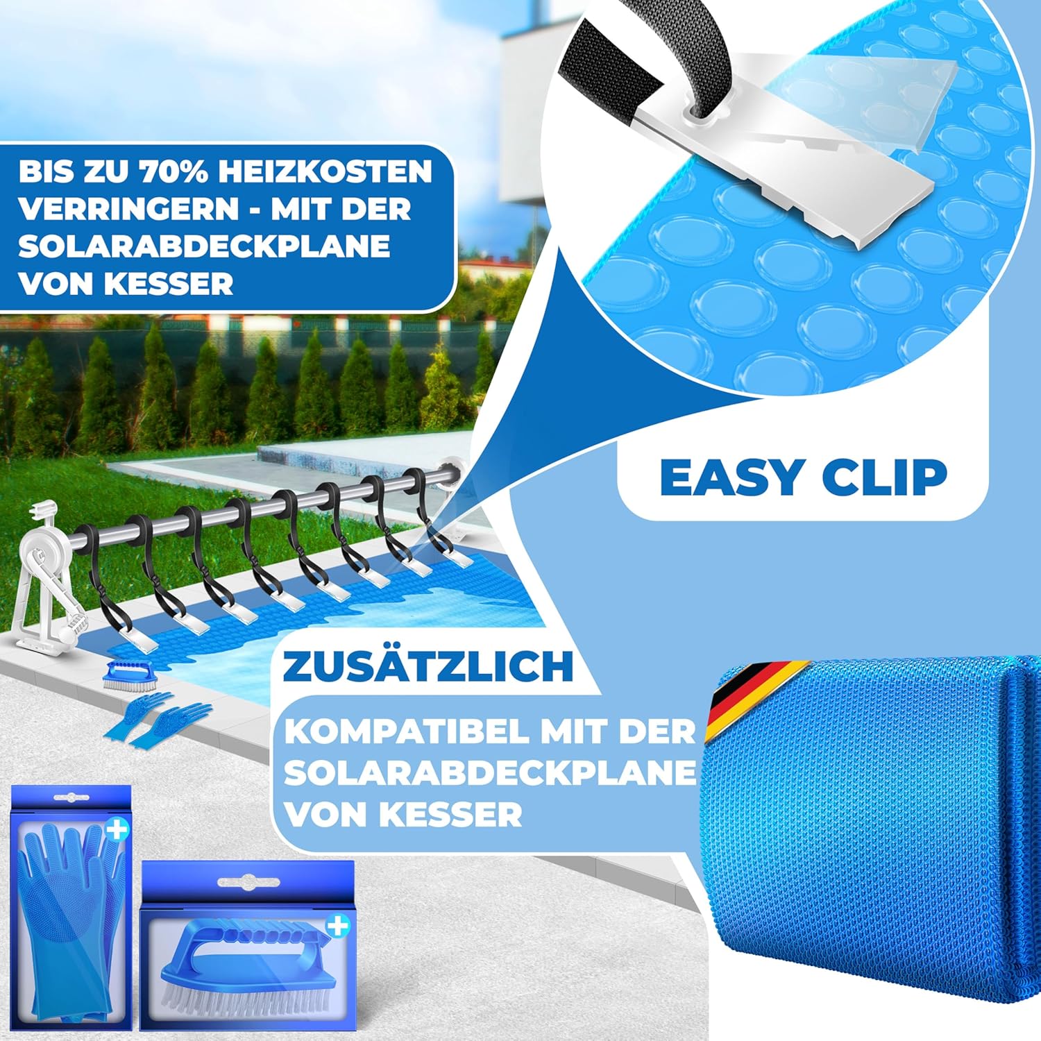 KESSER® Zwembadhaspel - Zwembadopwinder - 1,05m-6,15m