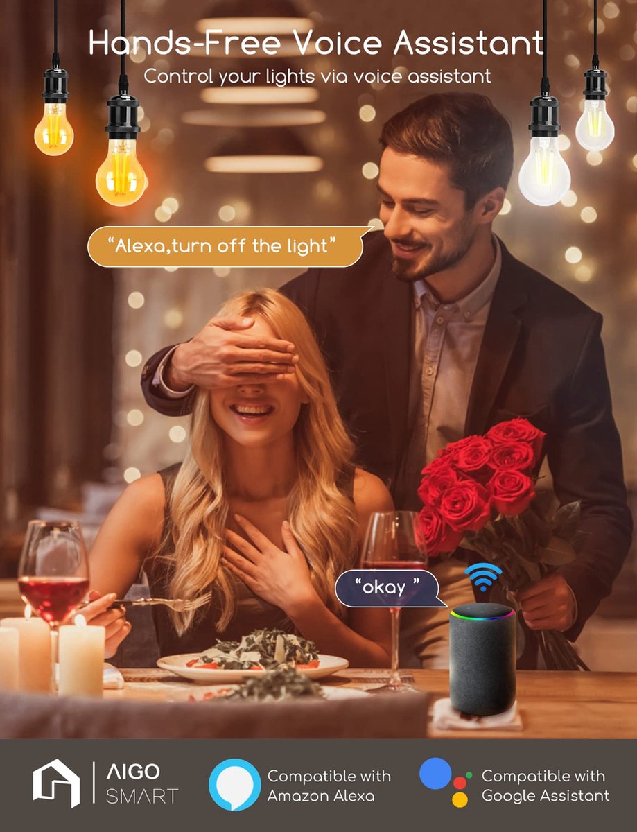 Aigostar LED Filament lamp - Dimbaar - 6W - E27 - 6 Stuks