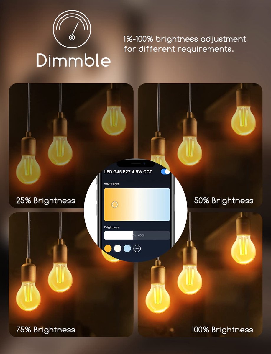 Aigostar LED Gloeilamp - Dimbaar - 4,5W - E14 - 4 Stuks