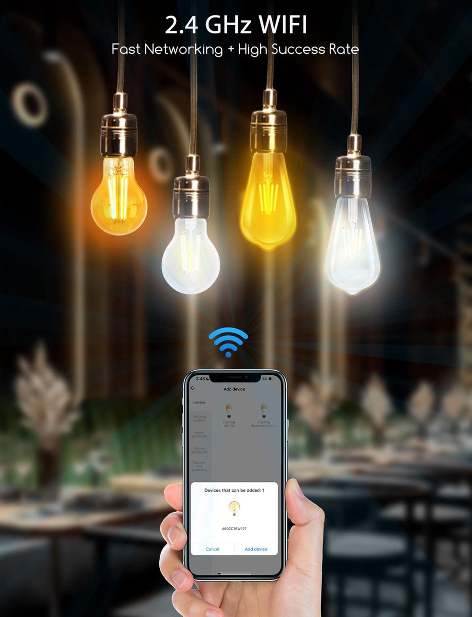 Aigostar LED Filament lamp - Dimbaar - 6W - E27 - 6 Stuks