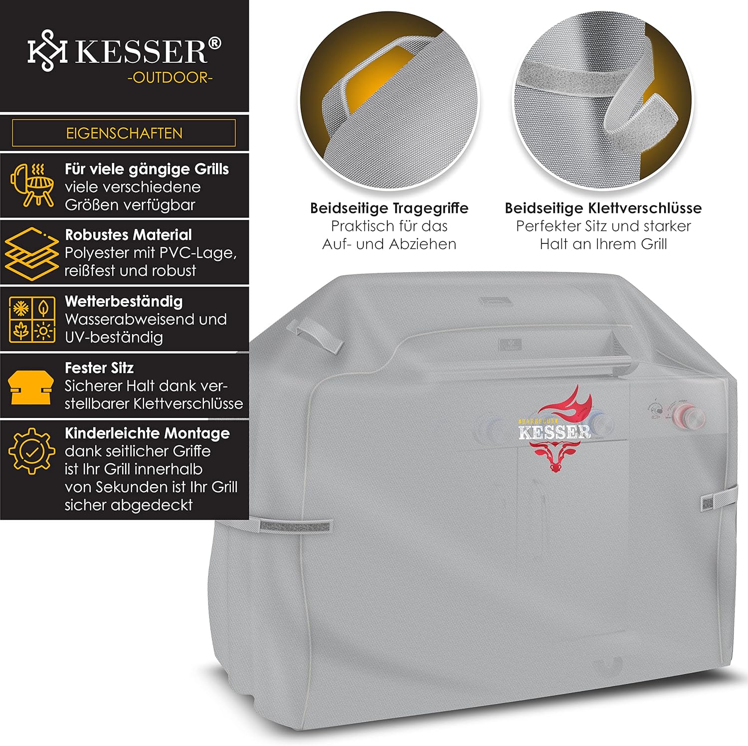 KESSER® Barbeque Hoes - Scheurbestendig - 132x66x109cm - Grijs