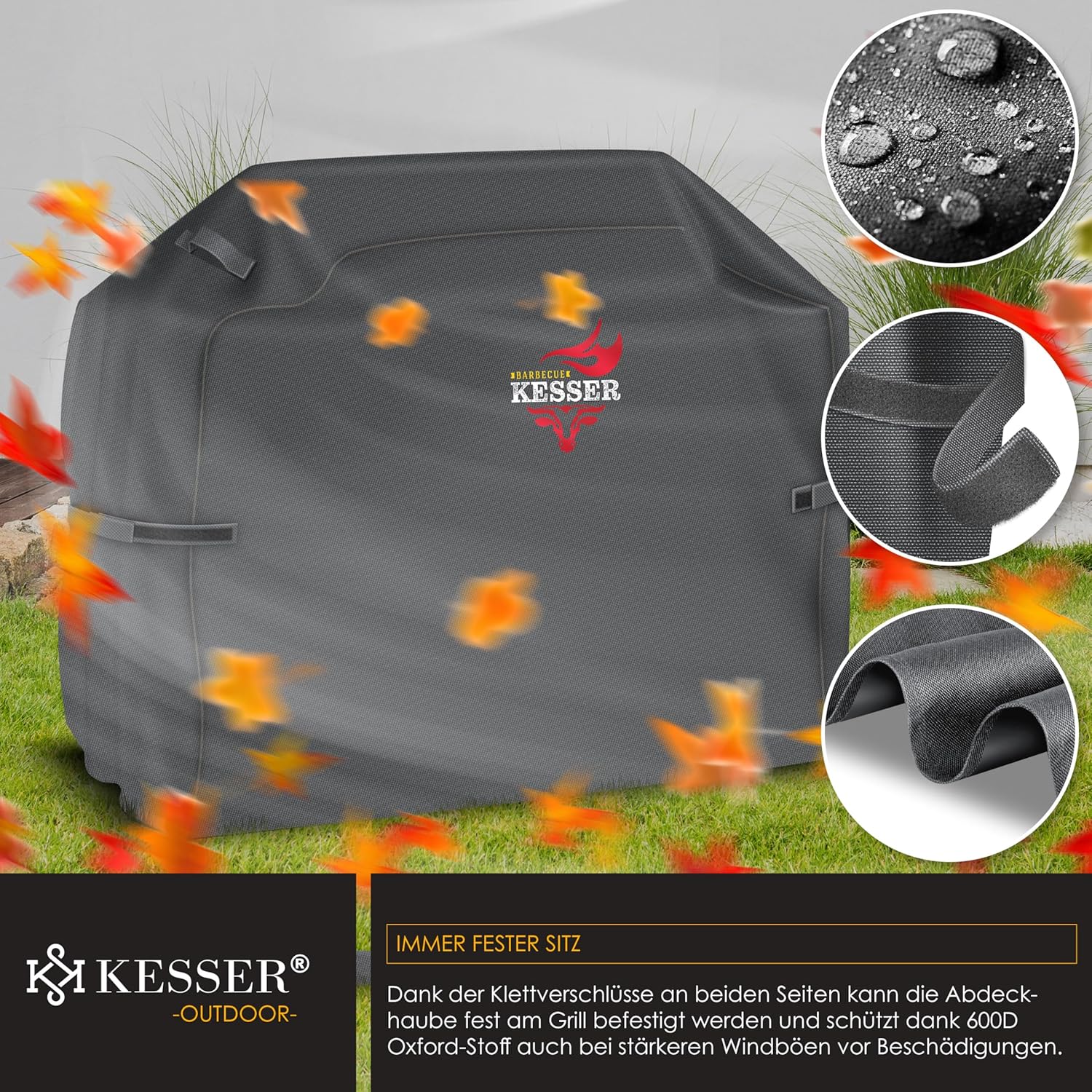 KESSER® Barbeque Hoes - Scheurbestendig - 147x61x122cm - Antraciet