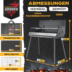 KESSER® Klapgrill, draagbare campinggrill met frame, houtskoolgrill van gepoedercoat staal, inclusief grillrooster, grillmat en draagtas, opvouwbaar, ideaal voor camping, picknick en vissen