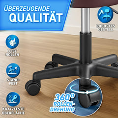 Zadelkruk - Kruk op wielen - Rolkruk - Draaikruk - Bruin - TRESKO