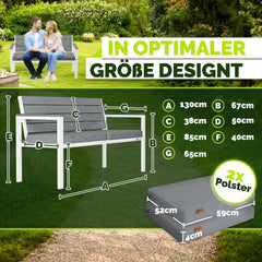 Tuinbank - Weerbestendig - 2-3 personen - 130 cm - Grijs/Wit - Tillvex