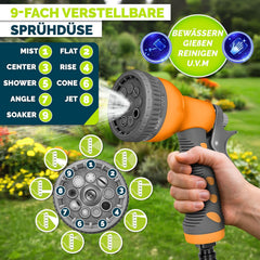 tillvex Slanghaspel water met wandhouder + draaggreep, slanghaspel met handdouche en tuinslang, 180 graden draaibaar, wandslangbox met automatisch oprolmechanisme (antraciet/oranje, 35 m)