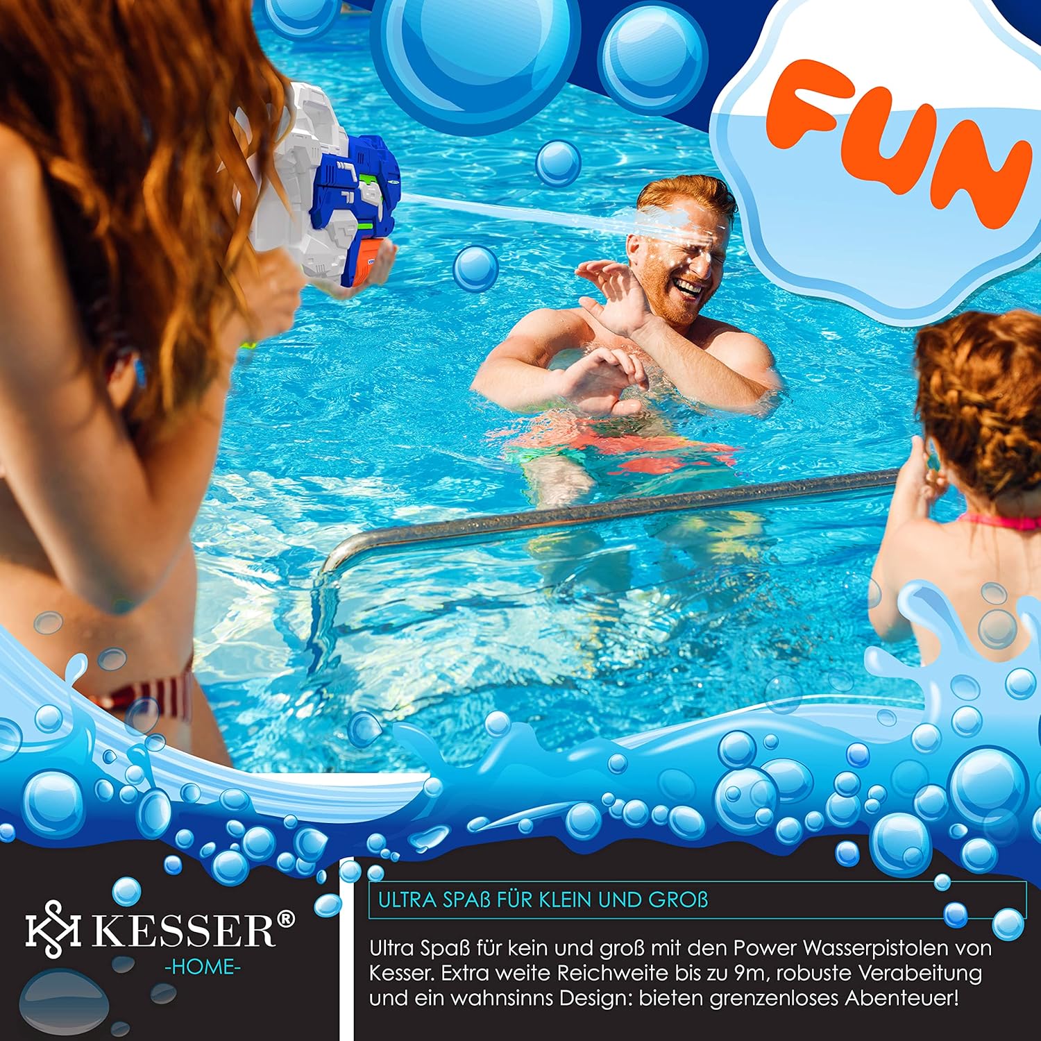 KESSER® Waterpistool - Set van 2 - Bereik 10-11 meter - Blauw