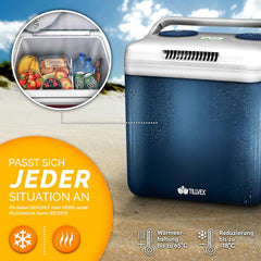 Tillvex® Elektrische Koelbox – 32L – 12V&  230V Stekker – Blauw