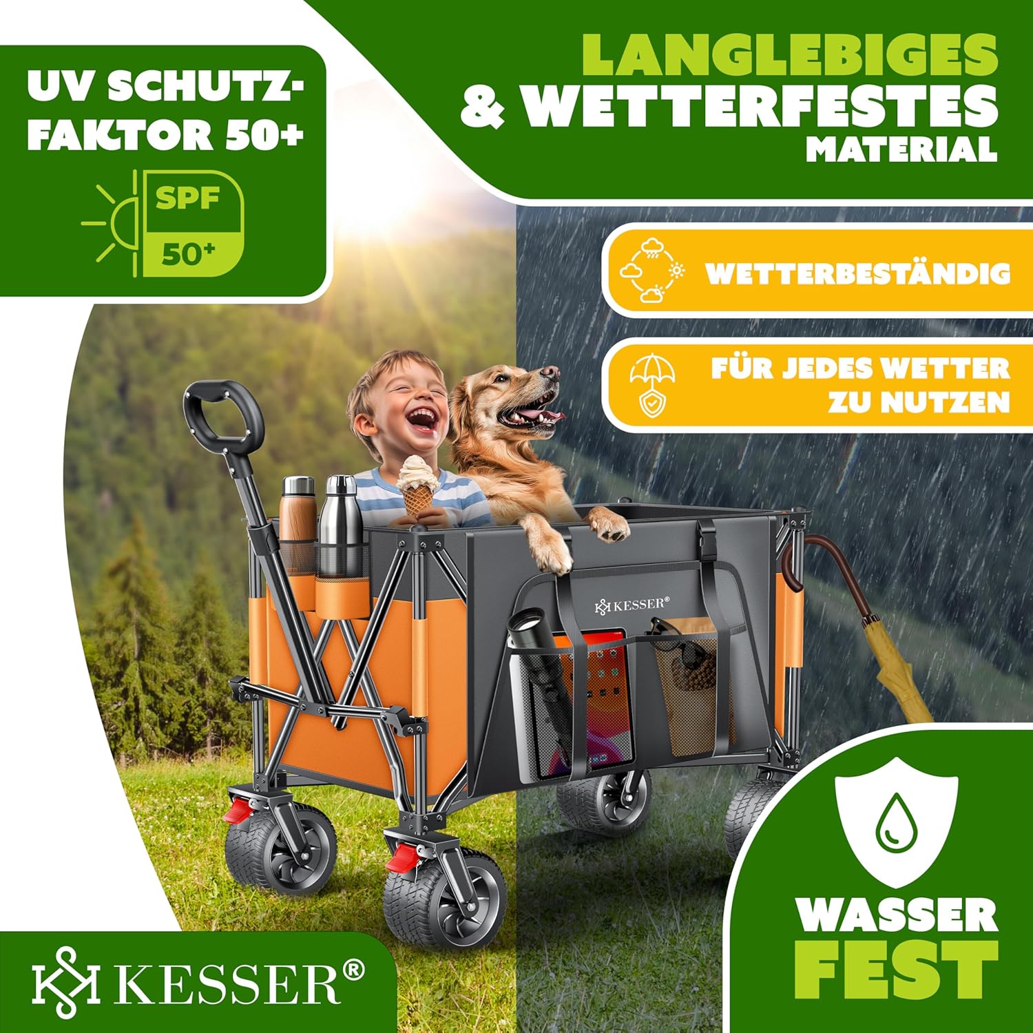 KESSER® Bolderkar - Opvouwbaar - Bolderwagen - Oranje