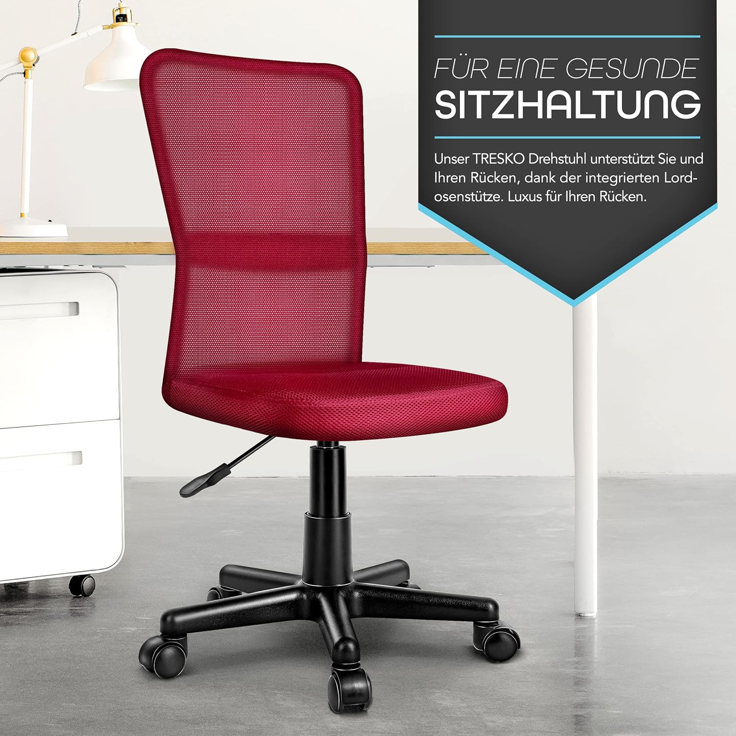 Ergonomische Bureaustoel - Verstelbaar - Rood - TRESKO