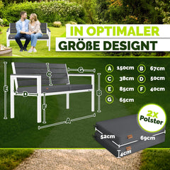 Tuinbank - Weerbestendig - 3-4 personen - 130 cm - Antraciet/Wit - Tillvex