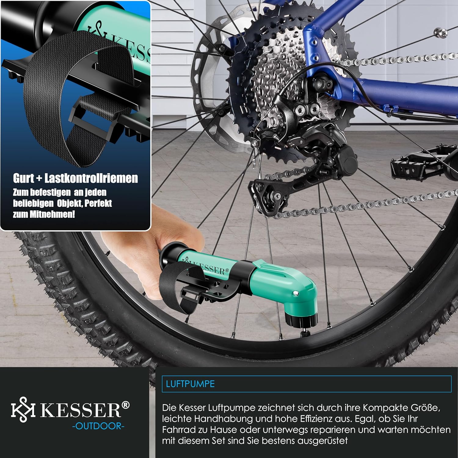 KESSER® Fietsstandaard grond afzonderlijk voor mountainbike, e-bike, stadsfiets, racefiets, MTB | fietsmontagestandaard | vrijstaande fietshouder standaard ijzer | bandbreedte tot 65 mm