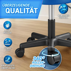 Zadelkruk - Kruk op wielen - Rolkruk - Draaikruk - Blauw - TRESKO