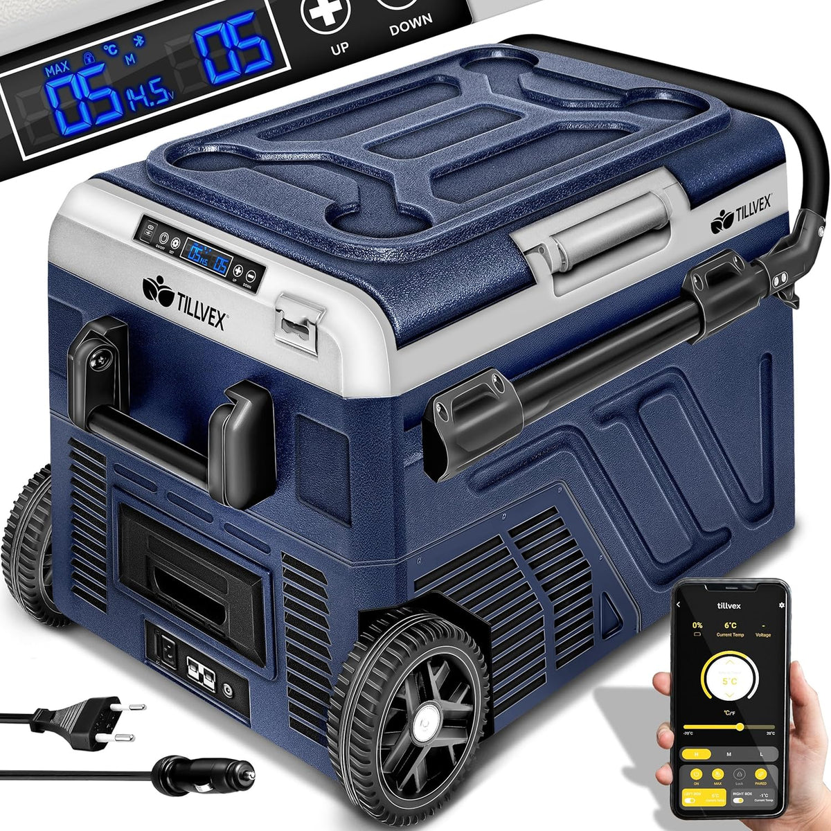 Tillvex® Elektrische Koelbox - Op accu - tot -20°C - 40L - Blauw