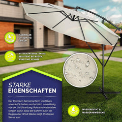 Tillvex® Parasol - Zweefparasol - Ø350cm - 360° Draaibaar - Beige