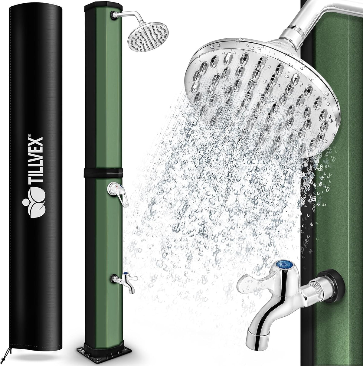 Tillvex® Buitendouche - Tuindouche - Solar - 60L - Groen