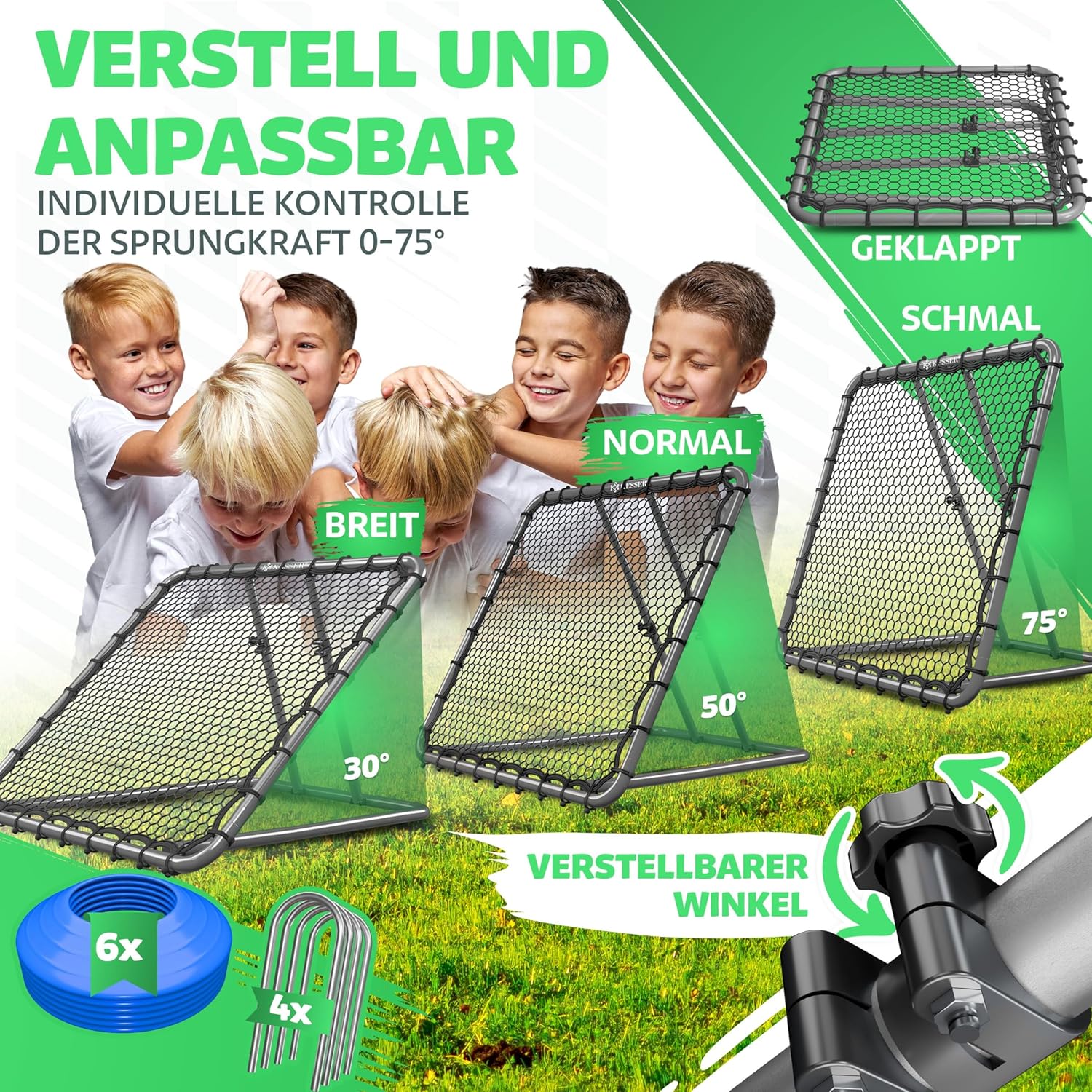 KESSER® Voetbal Rebounder - Kickback - Tchouk - 128x128cm - Grijs