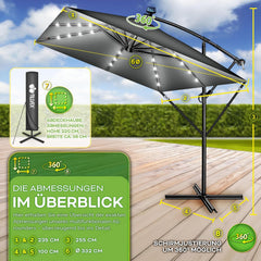 Tillvex® LED Parasol - Ø330cm - Verstelbaar - Antraciet