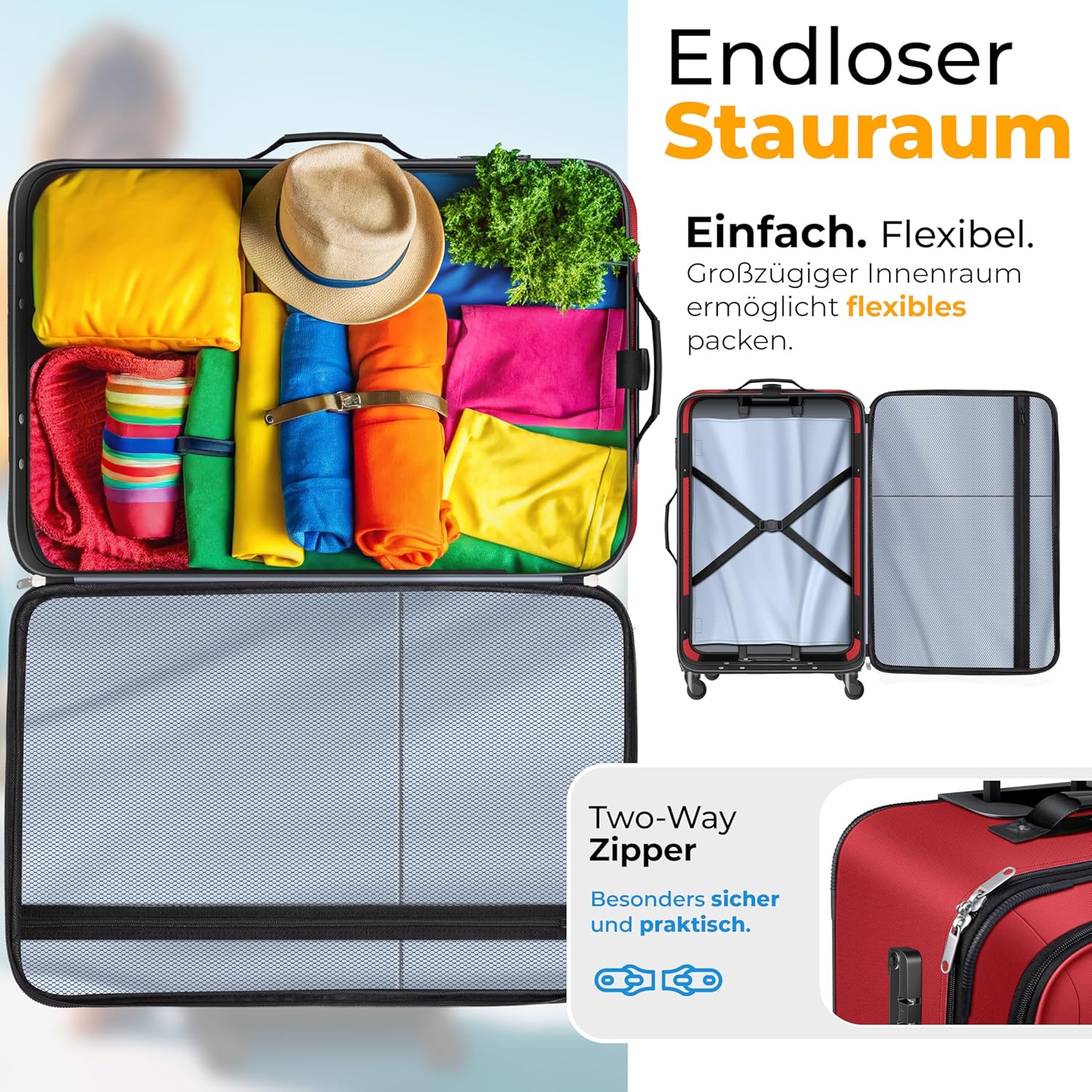 KESSER® Reiskofferset - 4-delig - Trolley - Kofferset - Rood
