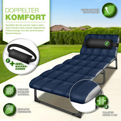 Ligbed - Ligstoel - Zonnebed - Opvouwbaar - Blauw - Tillvex® •