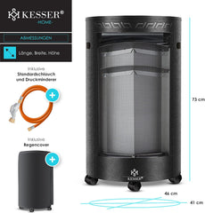 KESSER® Gaskachel, keramiek, 4200 watt, incl. gasdrukregelaar, gasslang, inclusief beschermhoes, gaskachel, infrarood keramische brander, butaan- of propaangasflessen, zwart