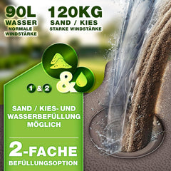 tillvex® Parasolstandaard 90 liter / 120 kg – 4-delig voor zweefparasol incl. metalen connector | parasolgewicht vulbaar met water of zand | parasolstandaard zweefparasolstandaard weerbestendig (bruin)