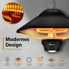 Infrarood Verwarming - Terrasverwarmer - Elektrisch - Heater - Zwart - TRESKO®