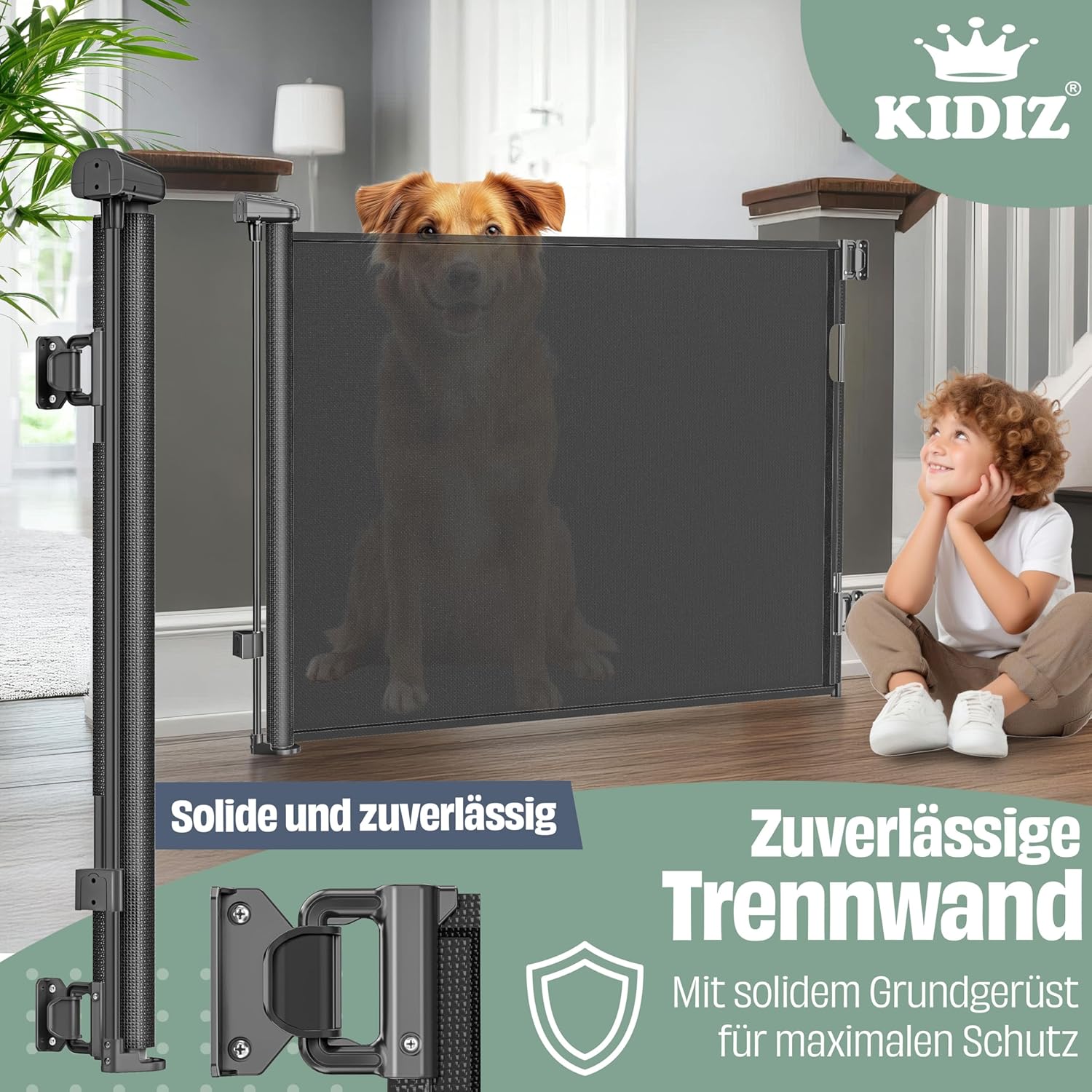 KIDIZ® Verstelbaar Traphekje - Veiligheidshekje - tot 180cm - Antraciet